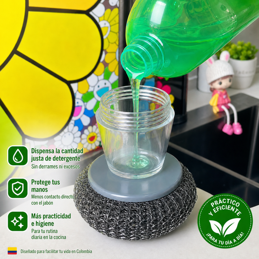 Dispensador Jabón Esponja brillo Olla